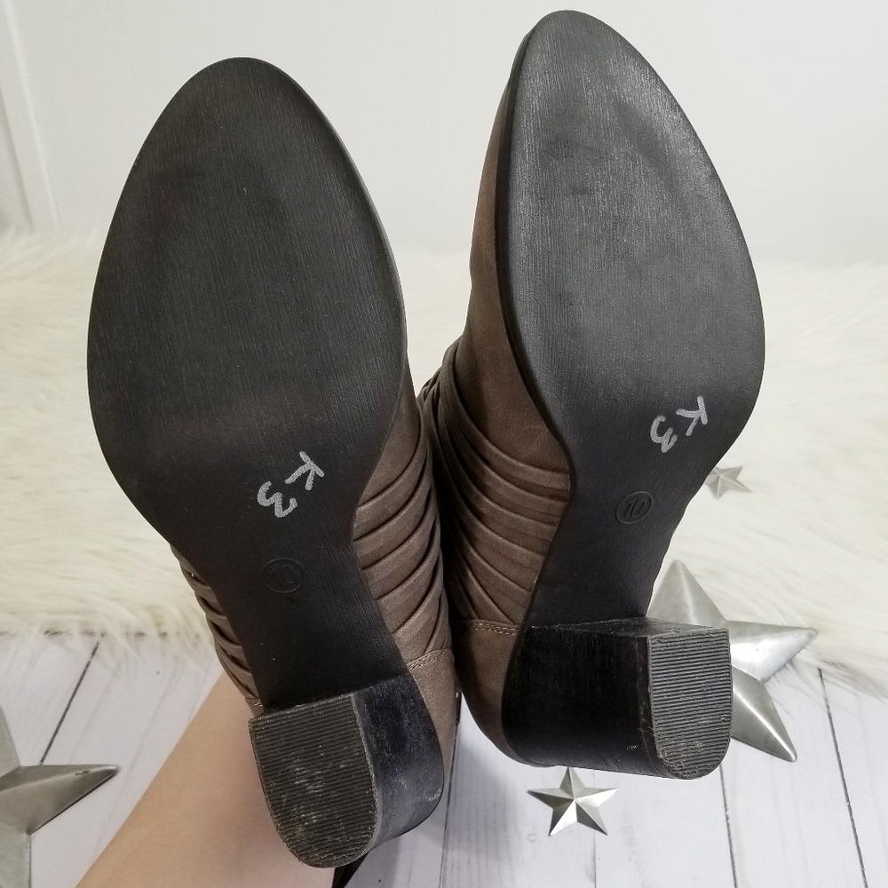 SOLD Faryl Robin strappy cage ankle boots taupe gray 10 - Picture 7 of 8